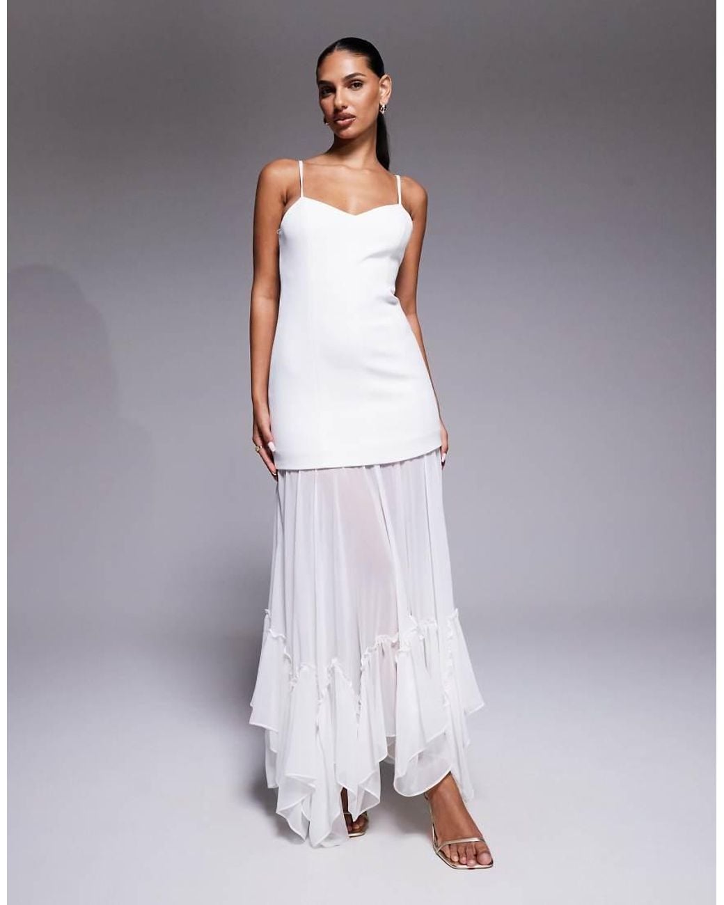 Forever New Purple Bridal Cami Sheer Hanky Hem Maxi Dress
