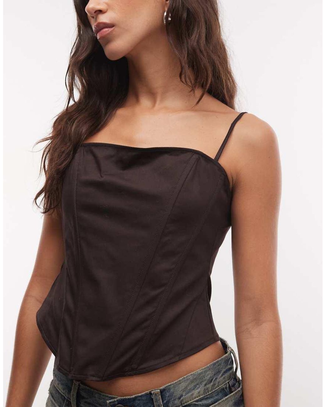 Monki Black Contoured Corset Top
