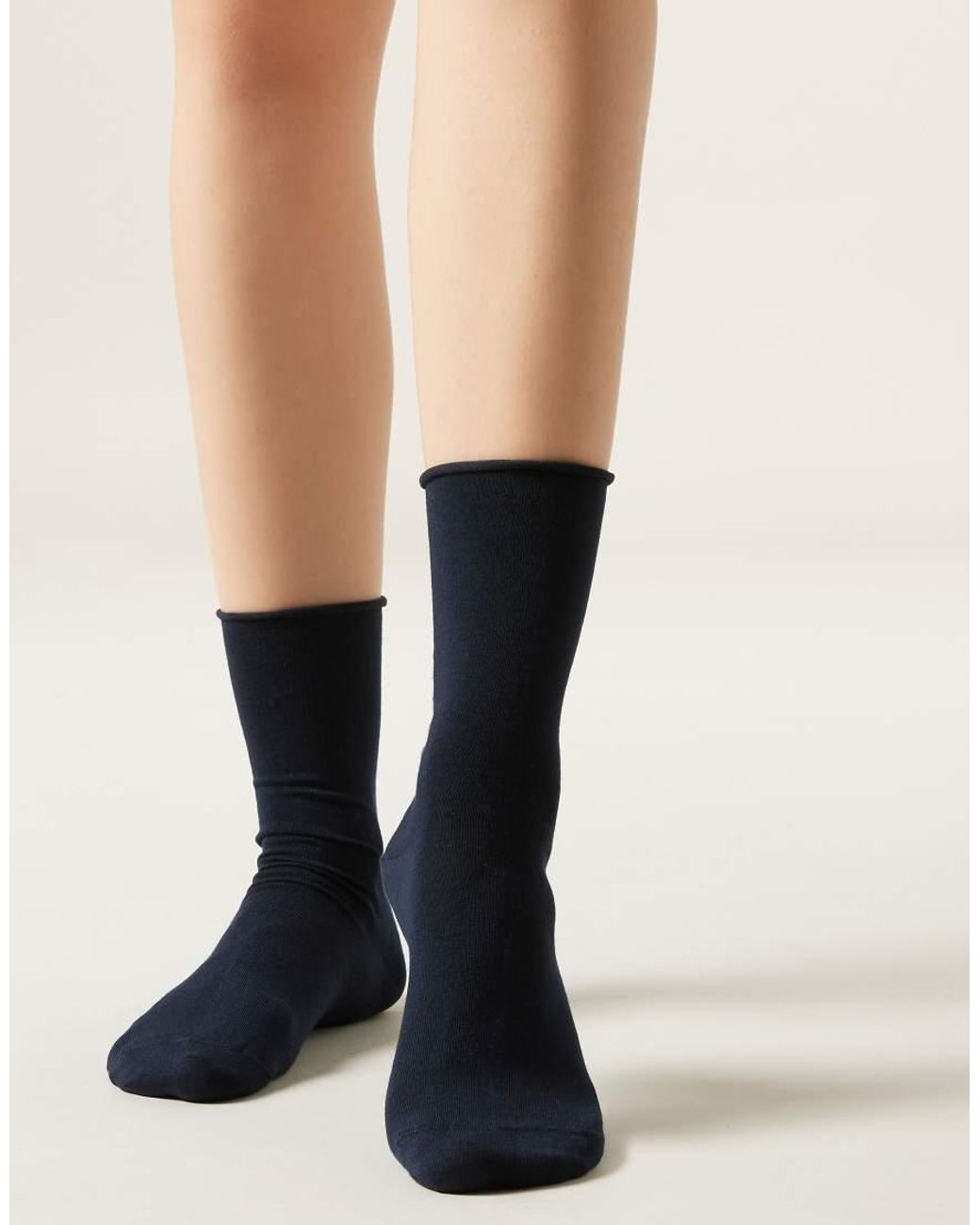 Calzedonia Black Non-Elastic Cotton Ankle Socks