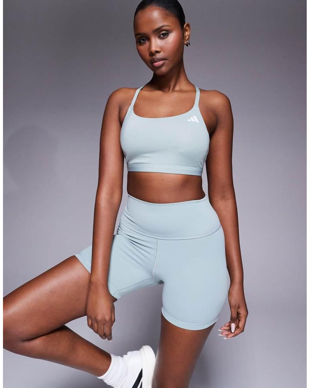 Adidas Originals White Adidas Training Optime Essentials Light Support Sports Bra