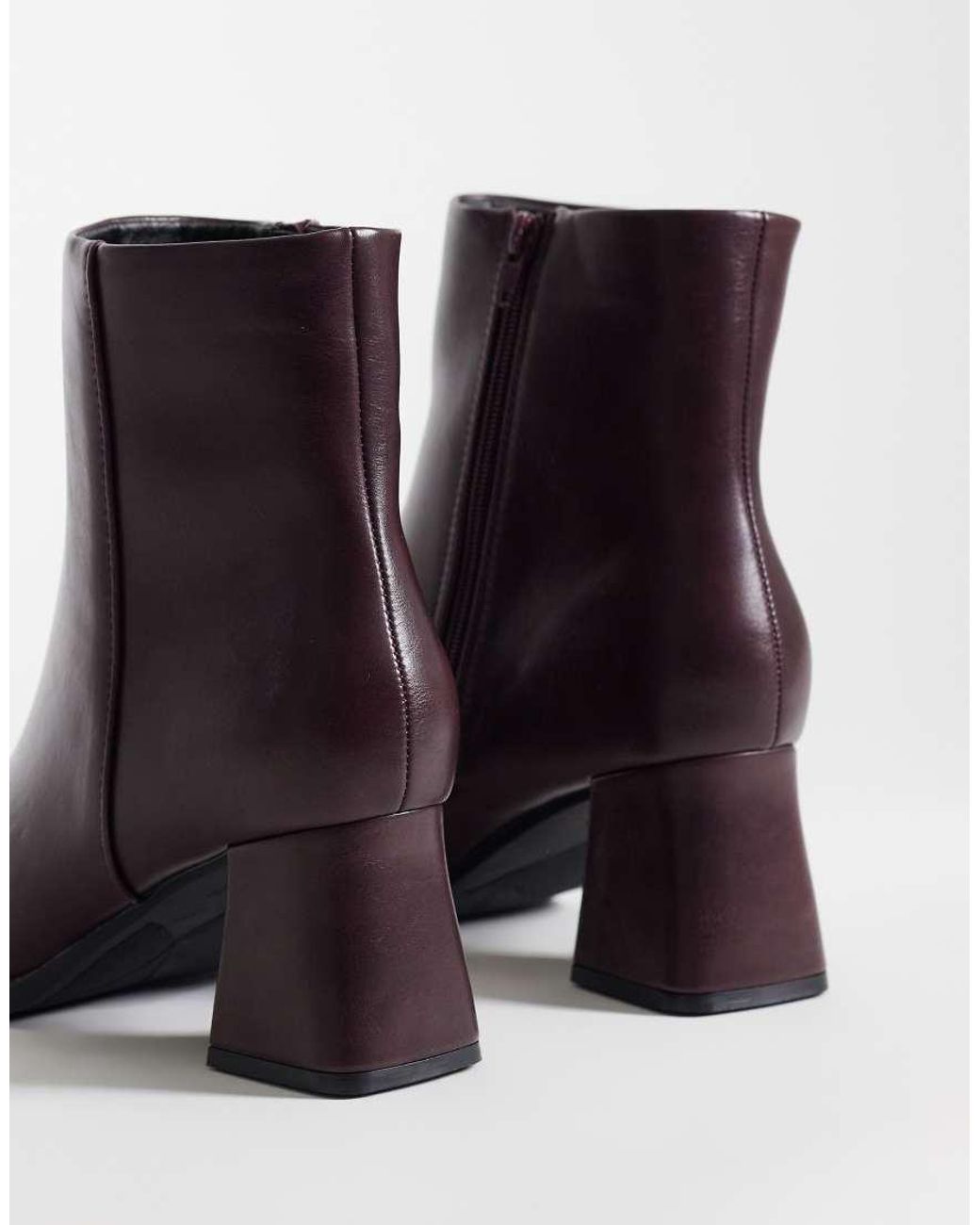 SEQWL Purple Fisher Block Heeled Mid Ankle Boots