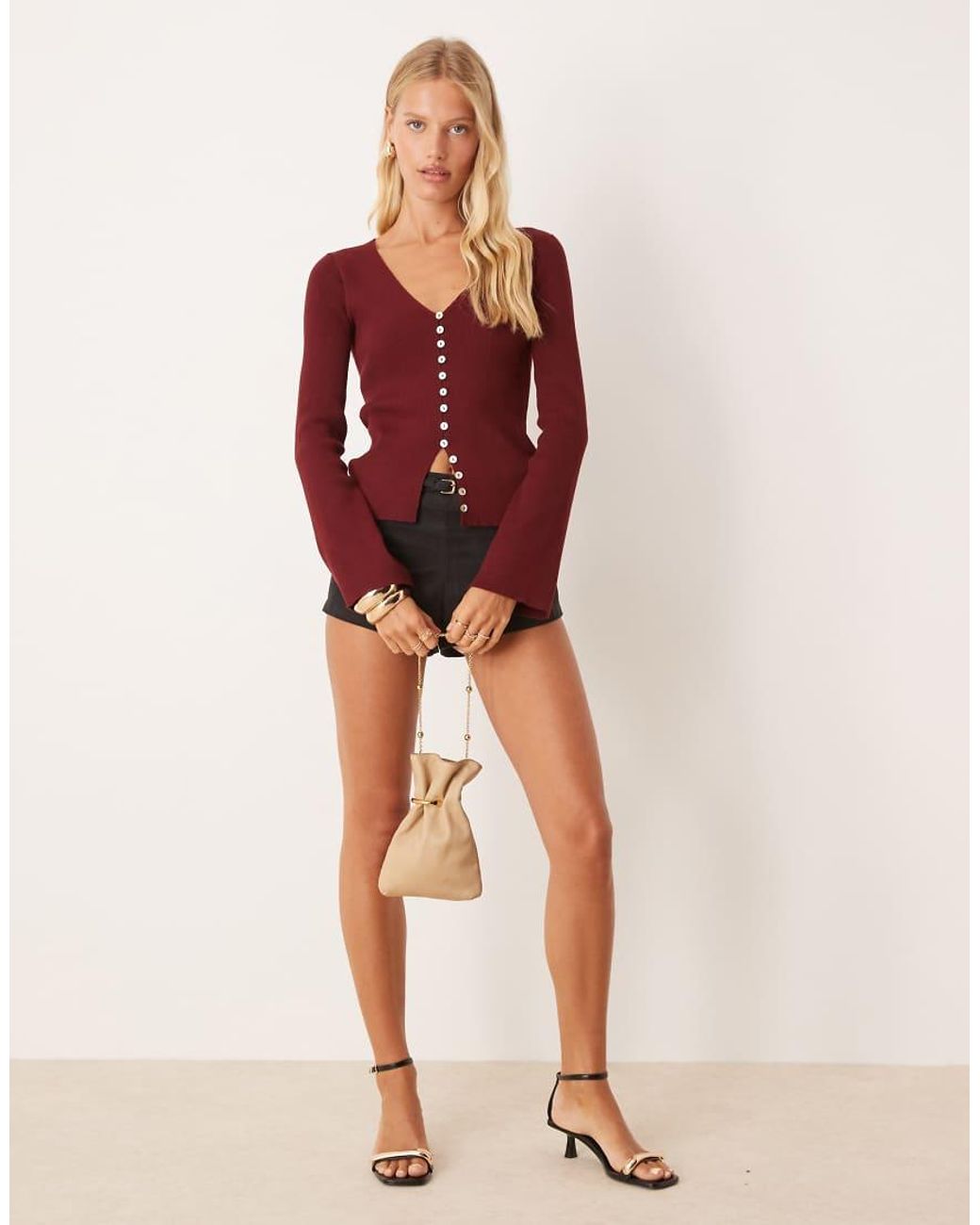 Pretty Lavish Red Fitted Knit Cardigan