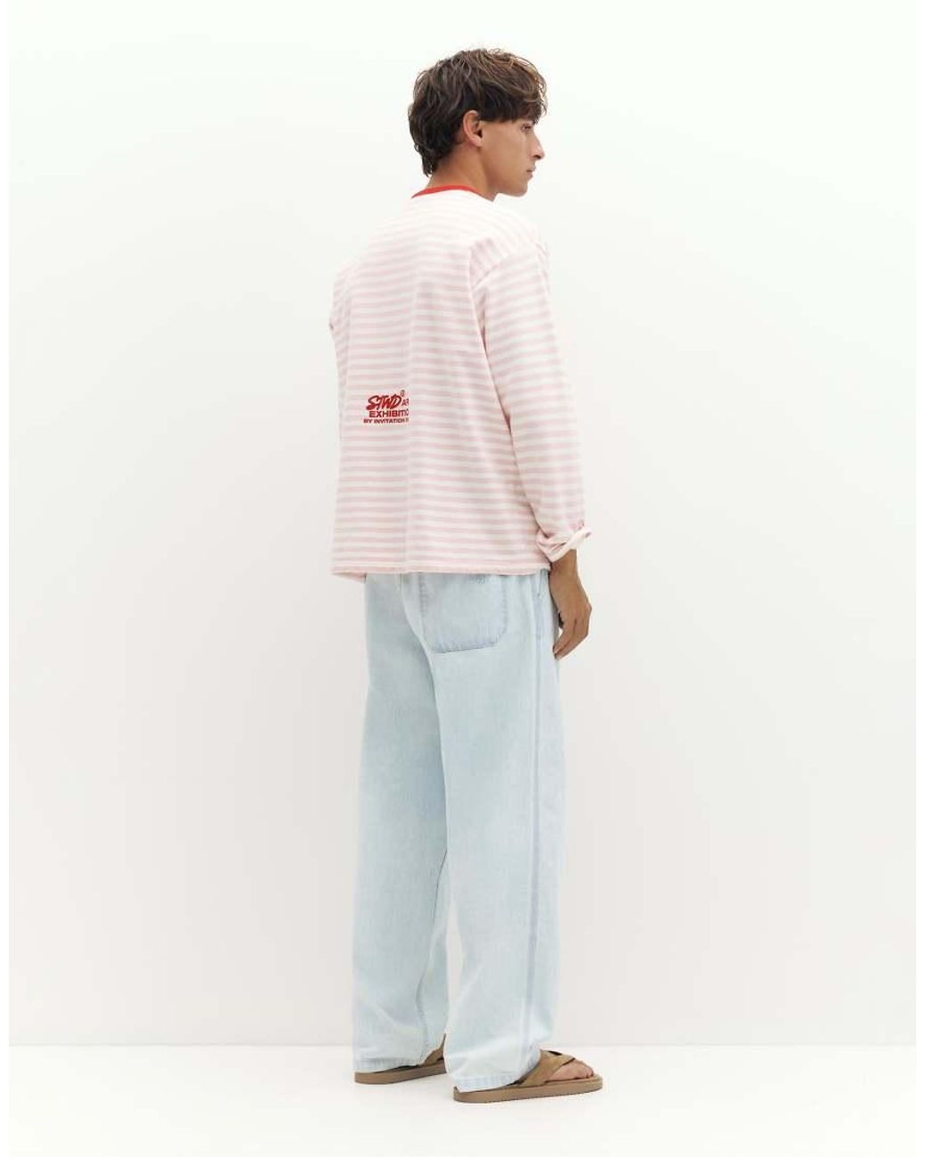 Pull&Bear White Denim Joggers for men