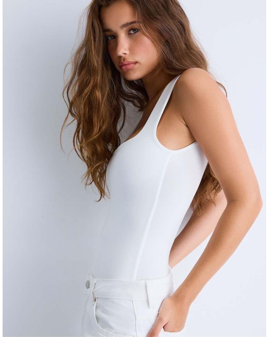 Stradivarius White Square Neck Body