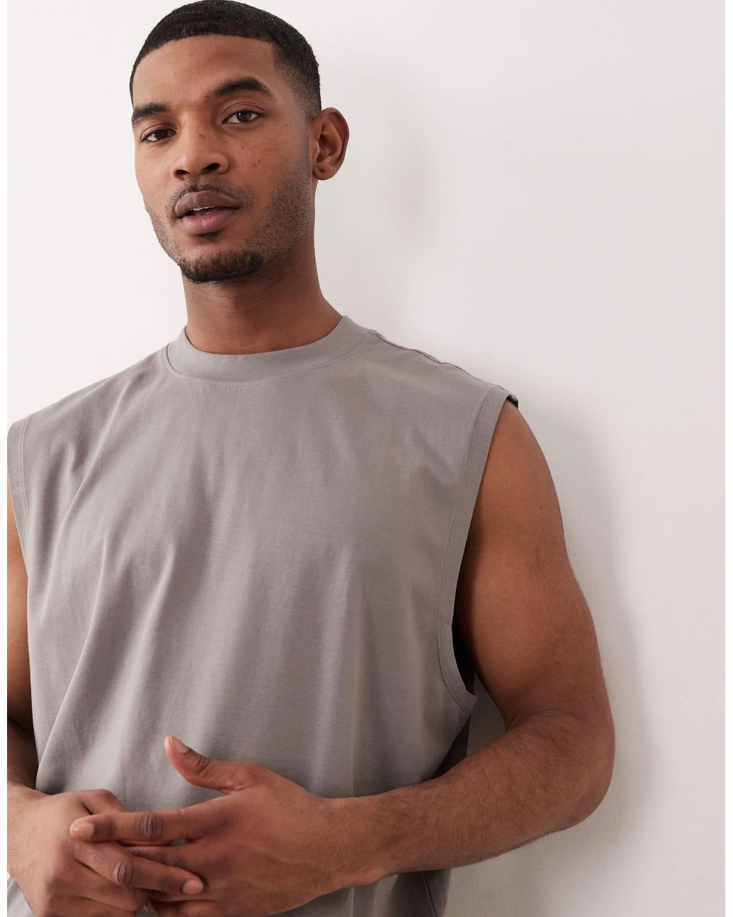 ASOS – basic-tanktop in Gray für Herren