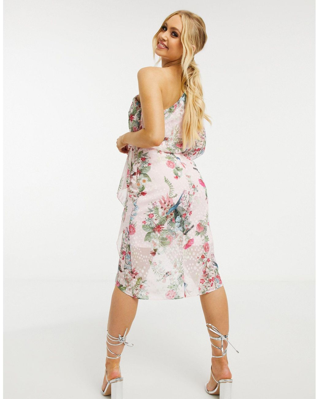Lipsy One Shoulder Floral Mini Dress in Pink Lyst UK