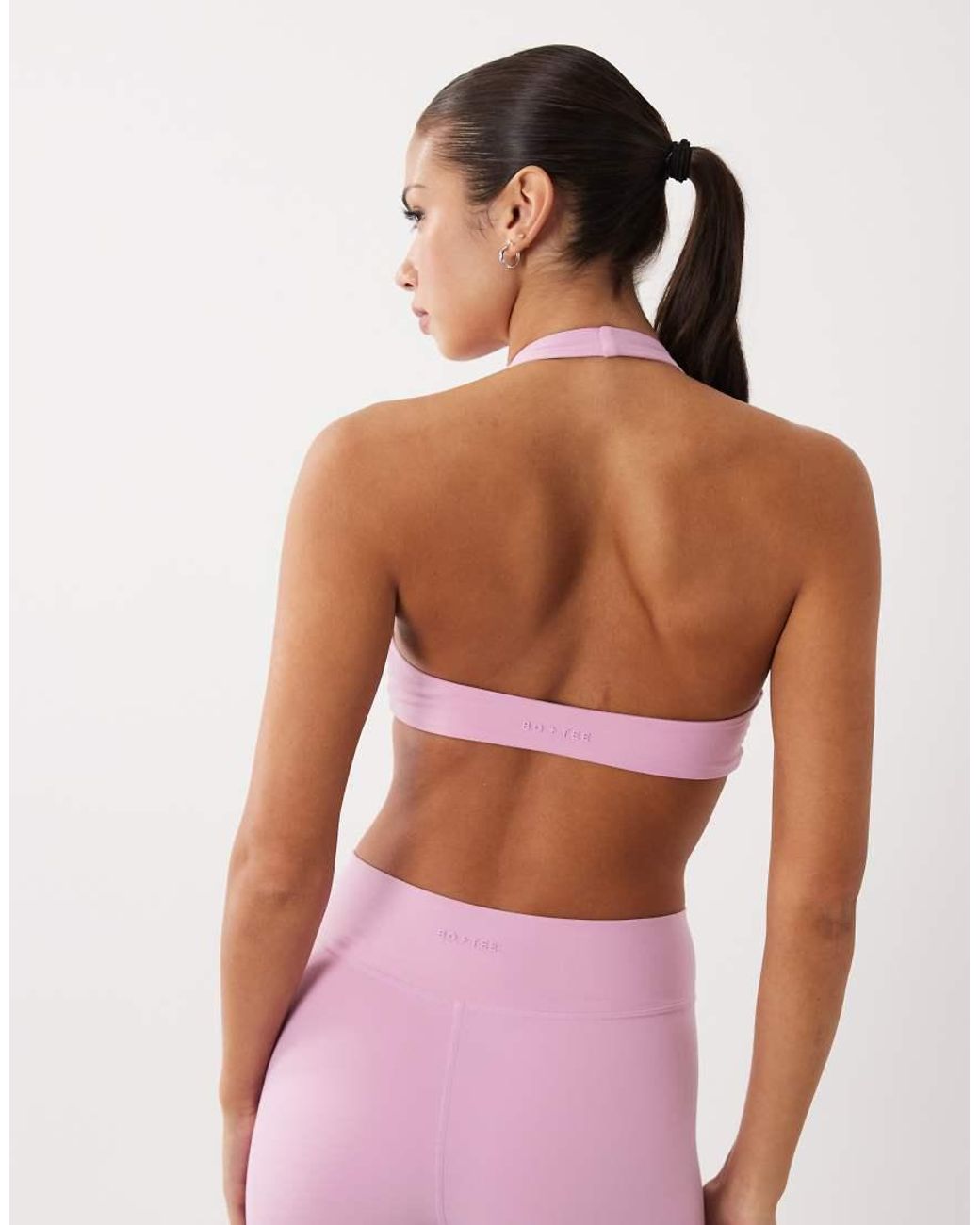 BO+TEE Pink Bo+tee Halter Neck Twist Front Sports Bra