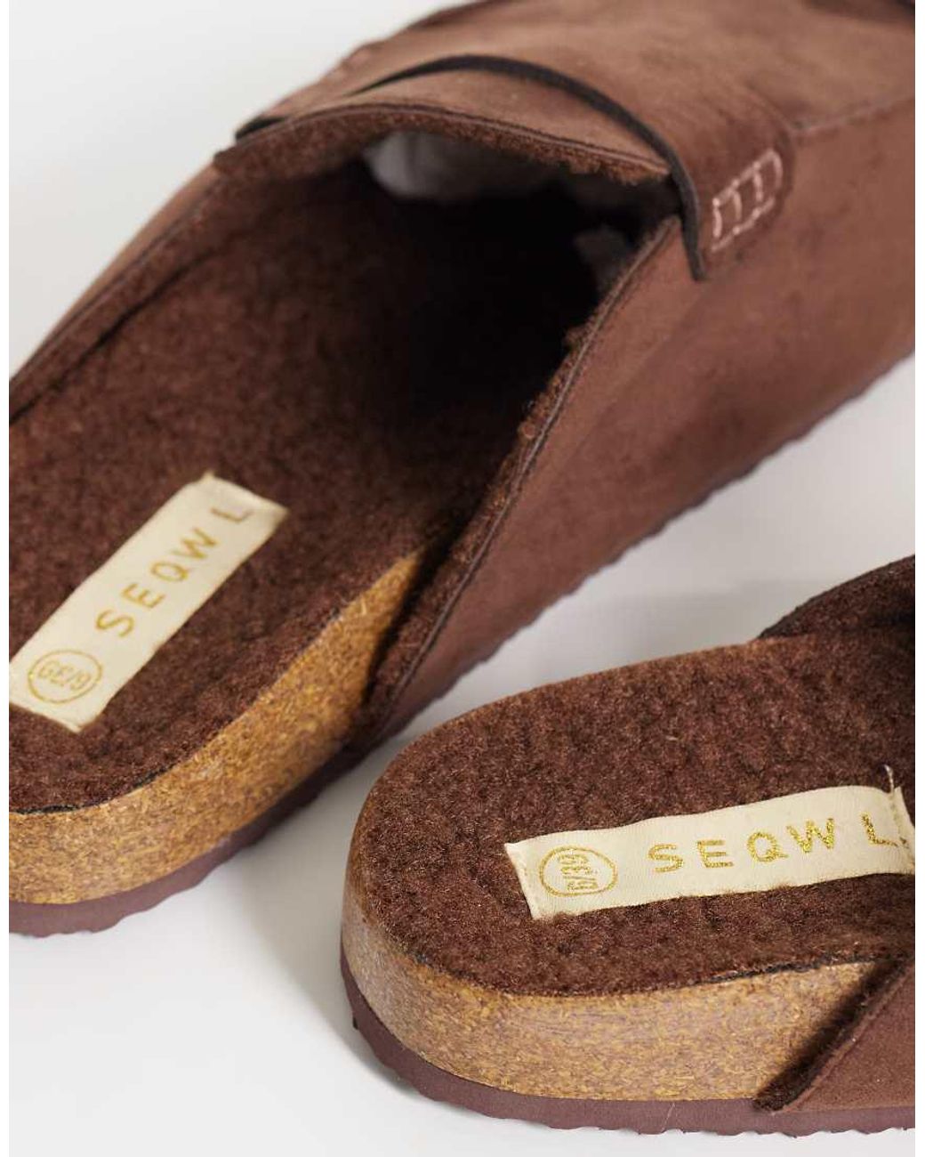 SEQWL Brown Soda Faux Fur Lined Slip On Loafer Mules