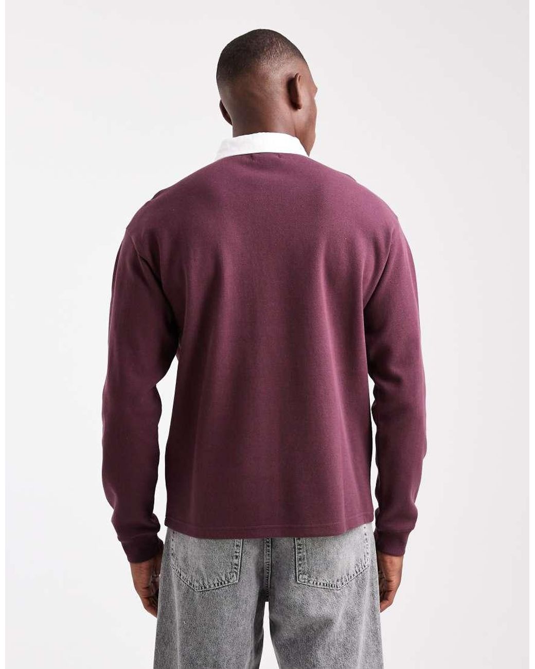 New Look Purple Rugby Polo Sweatshirt for men
