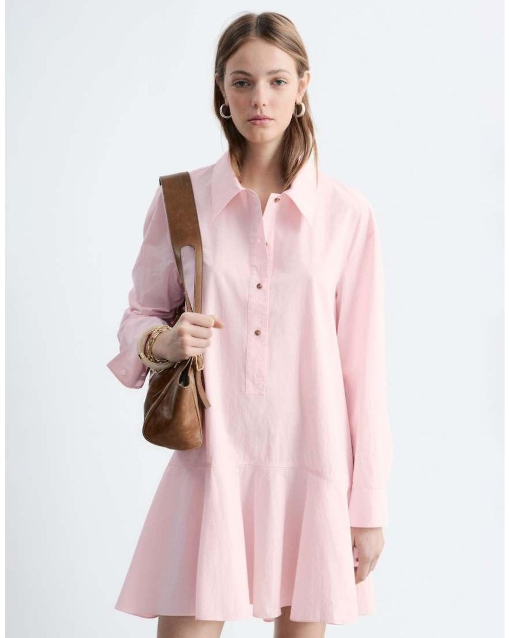 & Other Stories Pink Pure Cotton Poplin Polo Mini Dress