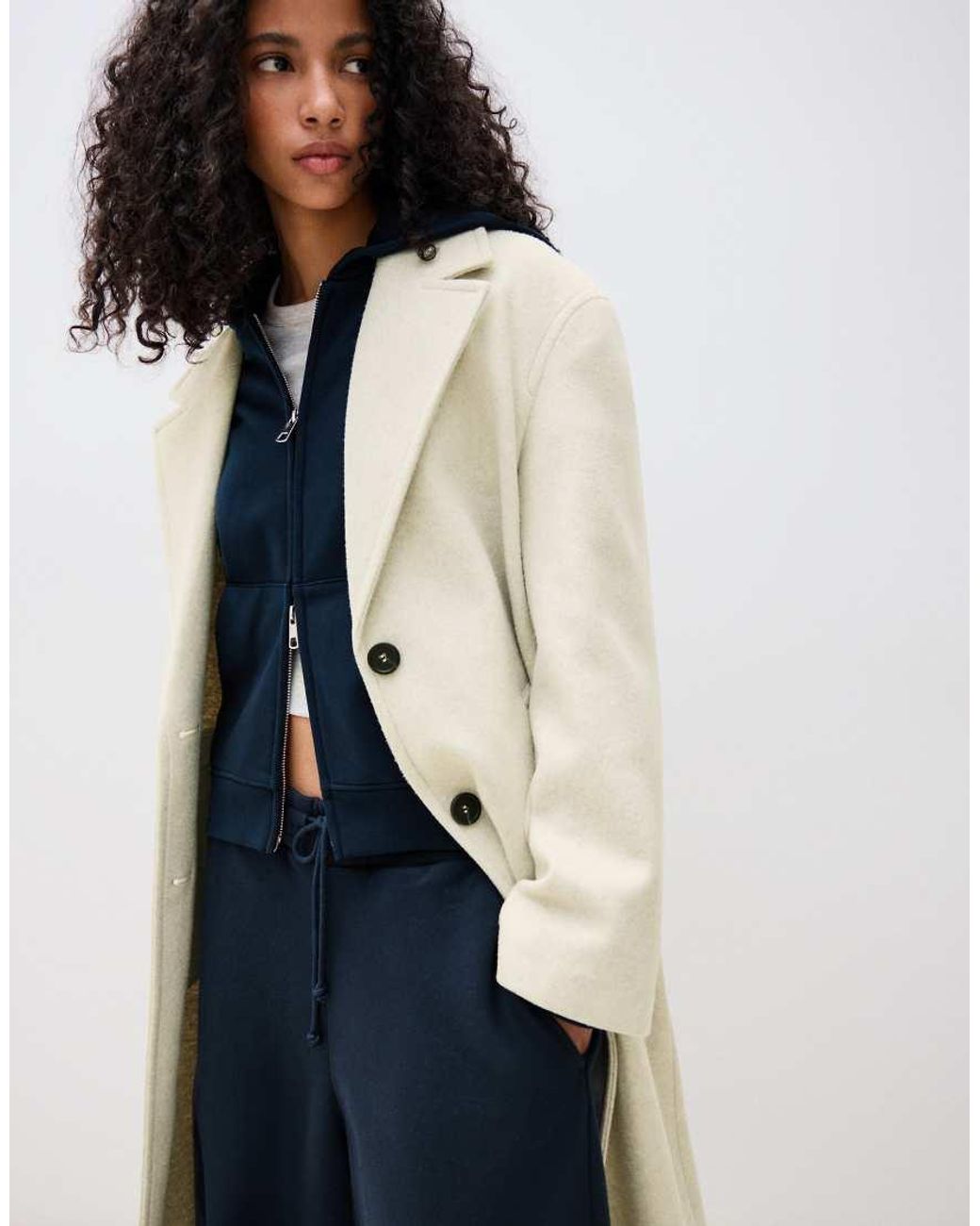 Bershka White Long Soft Coat