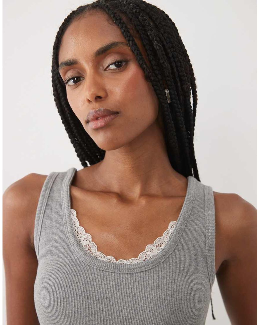 Abercrombie & Fitch Gray Scoop Neck Tank Top With Built