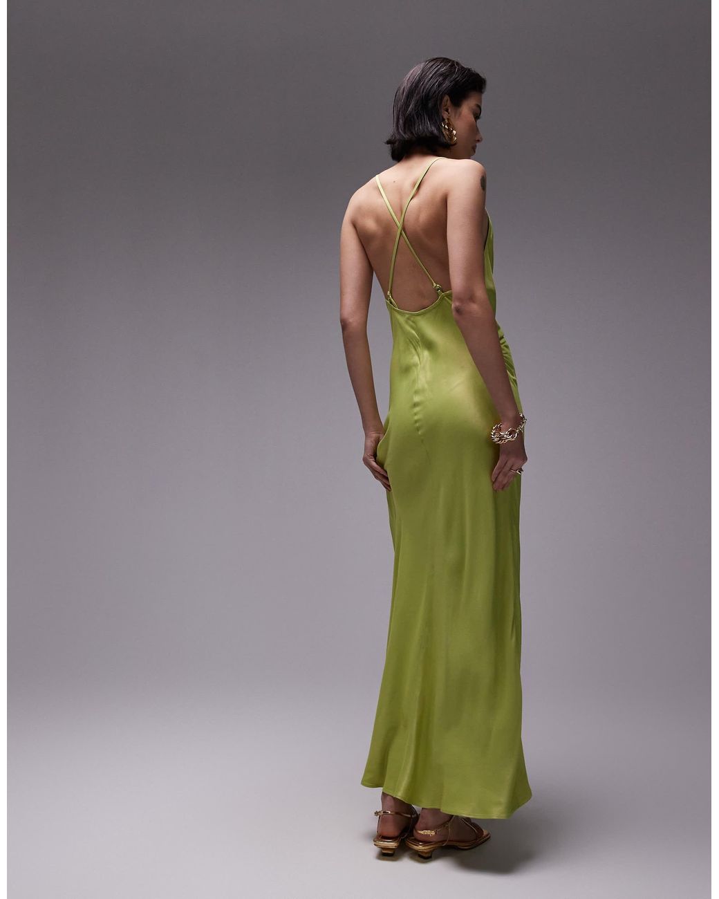 Green silk dress topshop best sale