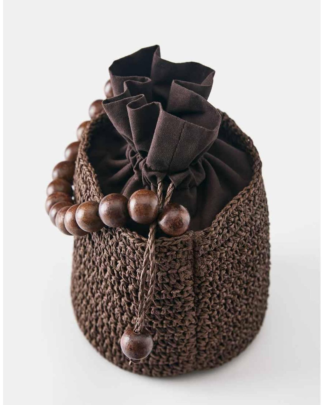 Pull&Bear Black Beaded Mini Bucket Bag