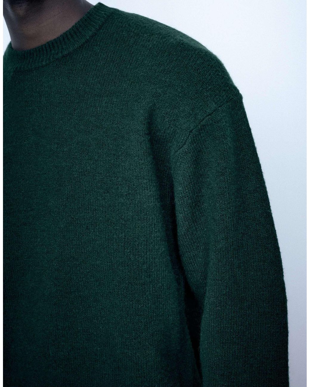 Pull&Bear Basic-pullover mit rundhalsausschnitt in Green für Herren