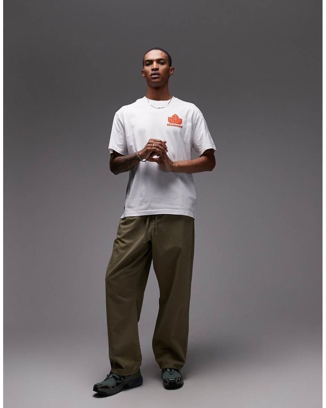 Element Gray Sporting Logo Back Print T-shirt for men