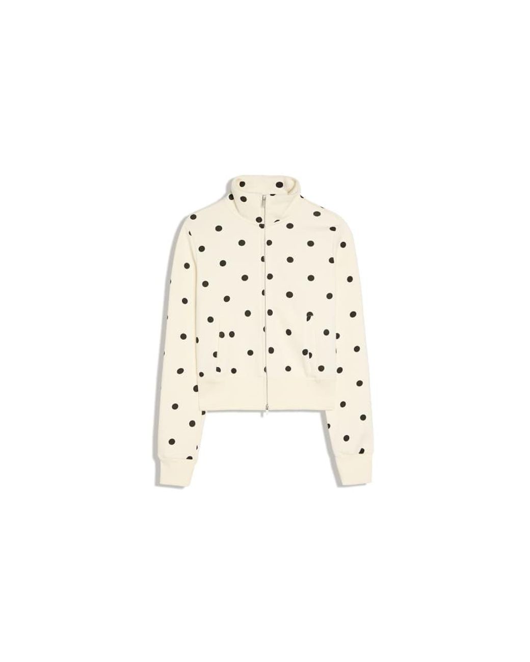 Bershka Natural Polka Dot Zip-Up Sweatshirt