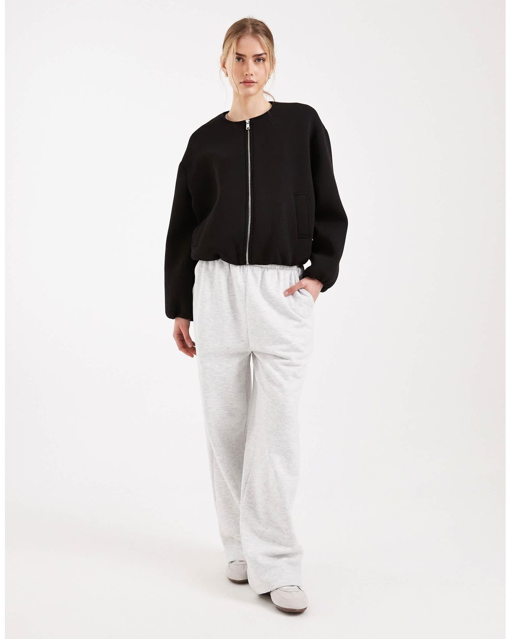 ONLY Black Scuba-Style Fabric Bomber Jacket