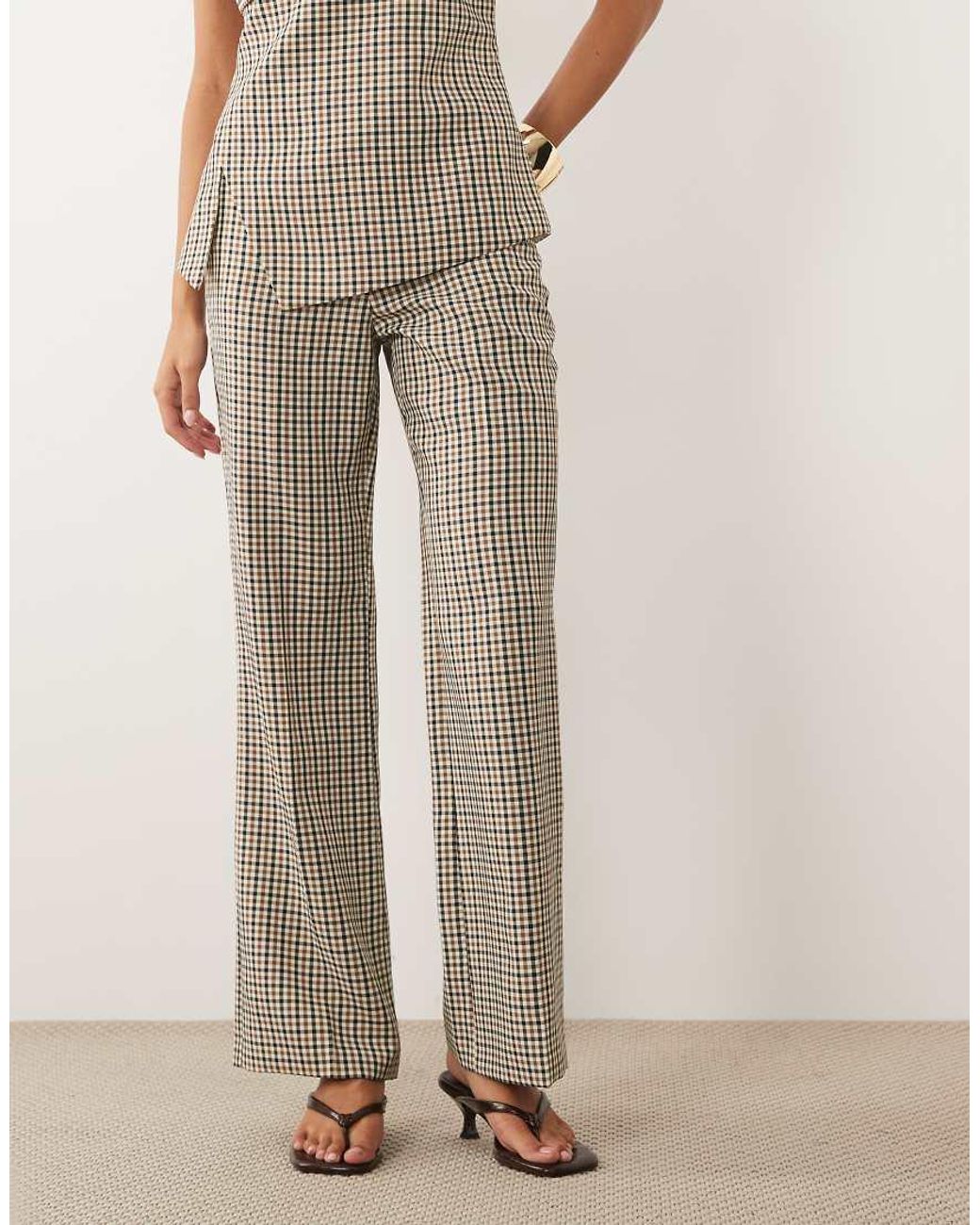 ASOS Natural Plaid Tailored Pants - Part Of A Set