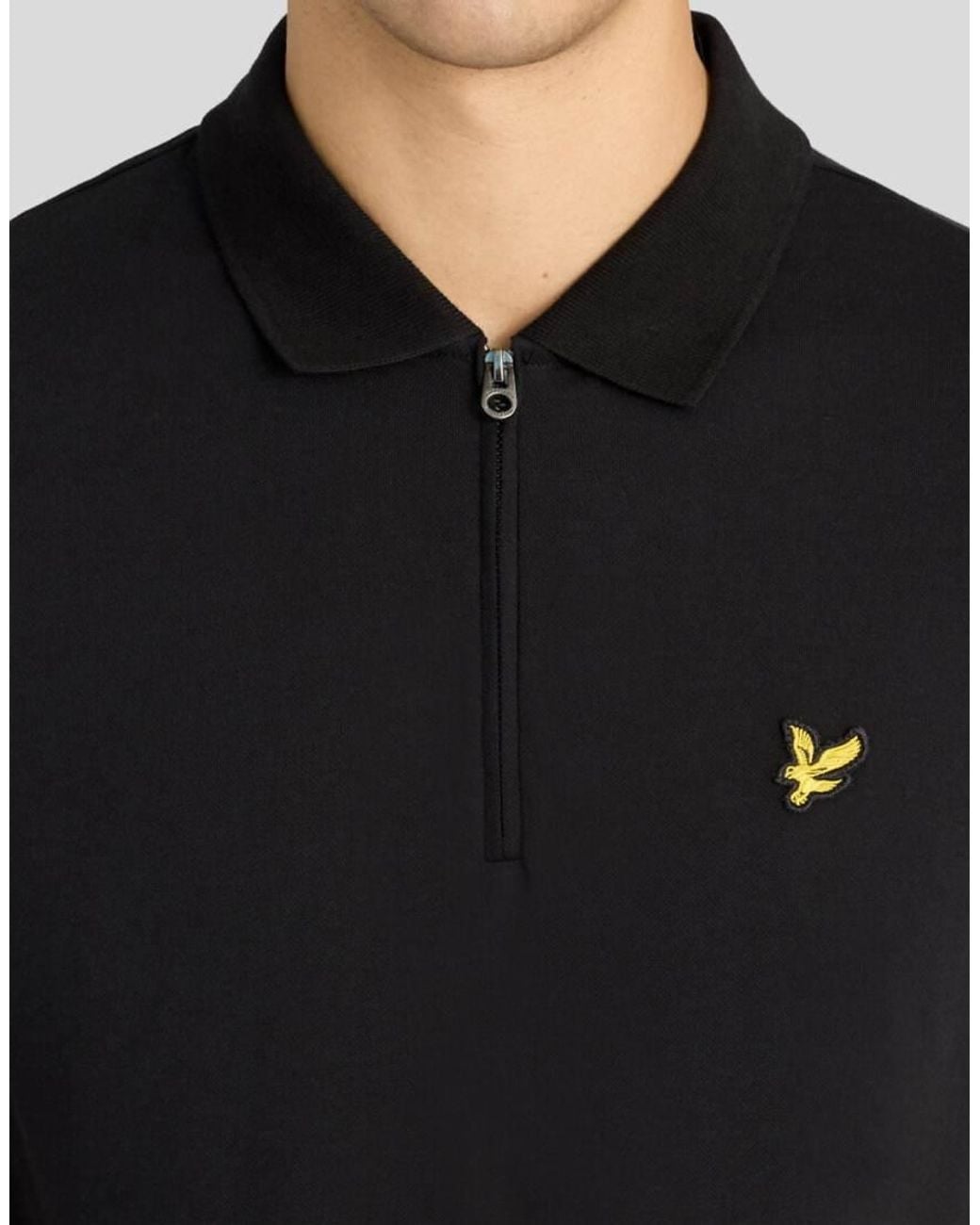 Lyle & Scott Black Ss Polo Shirts Quarter Zip Polo Shirt for men