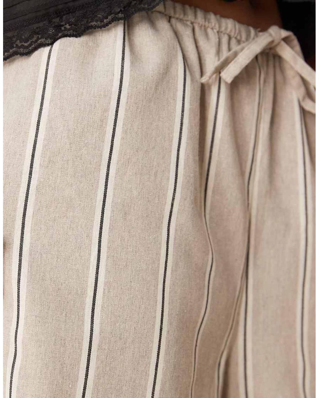 ASOS Natural Linen-look Wide Leg Pull-on Pants