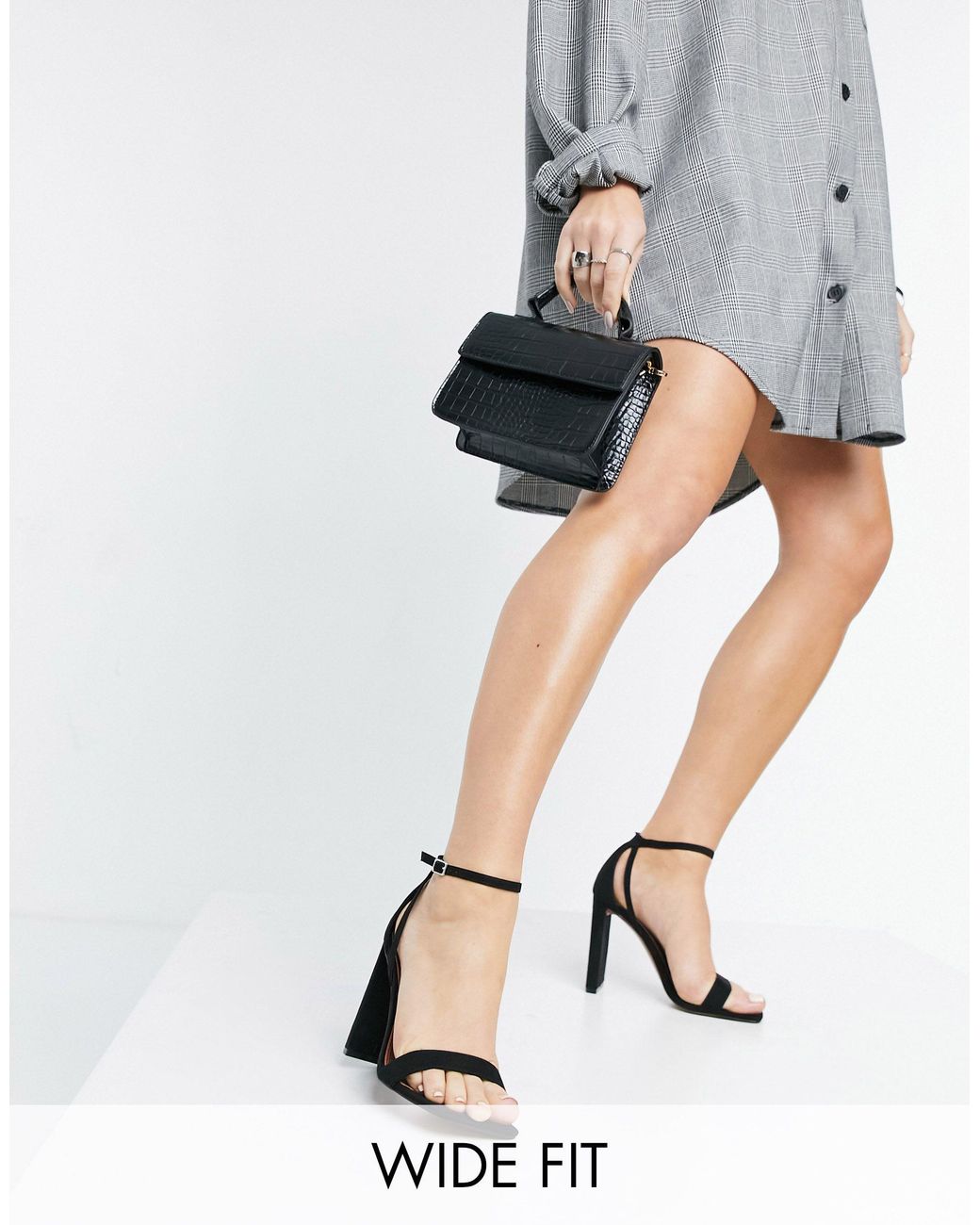 wide fit barely there block heels