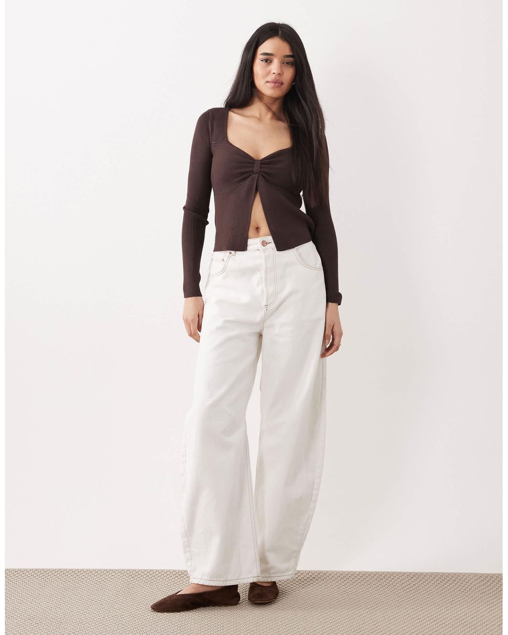 Abercrombie & Fitch Black – langärmliges, geripptes strickoberteil
