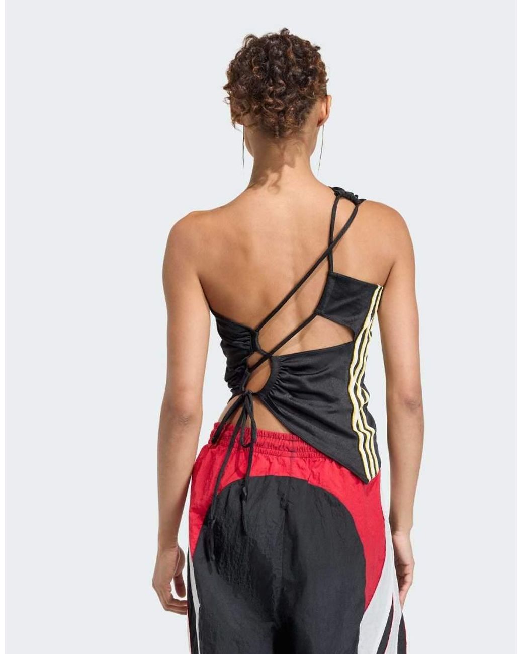 Adidas Originals Blue Rouched One Shoulder Top