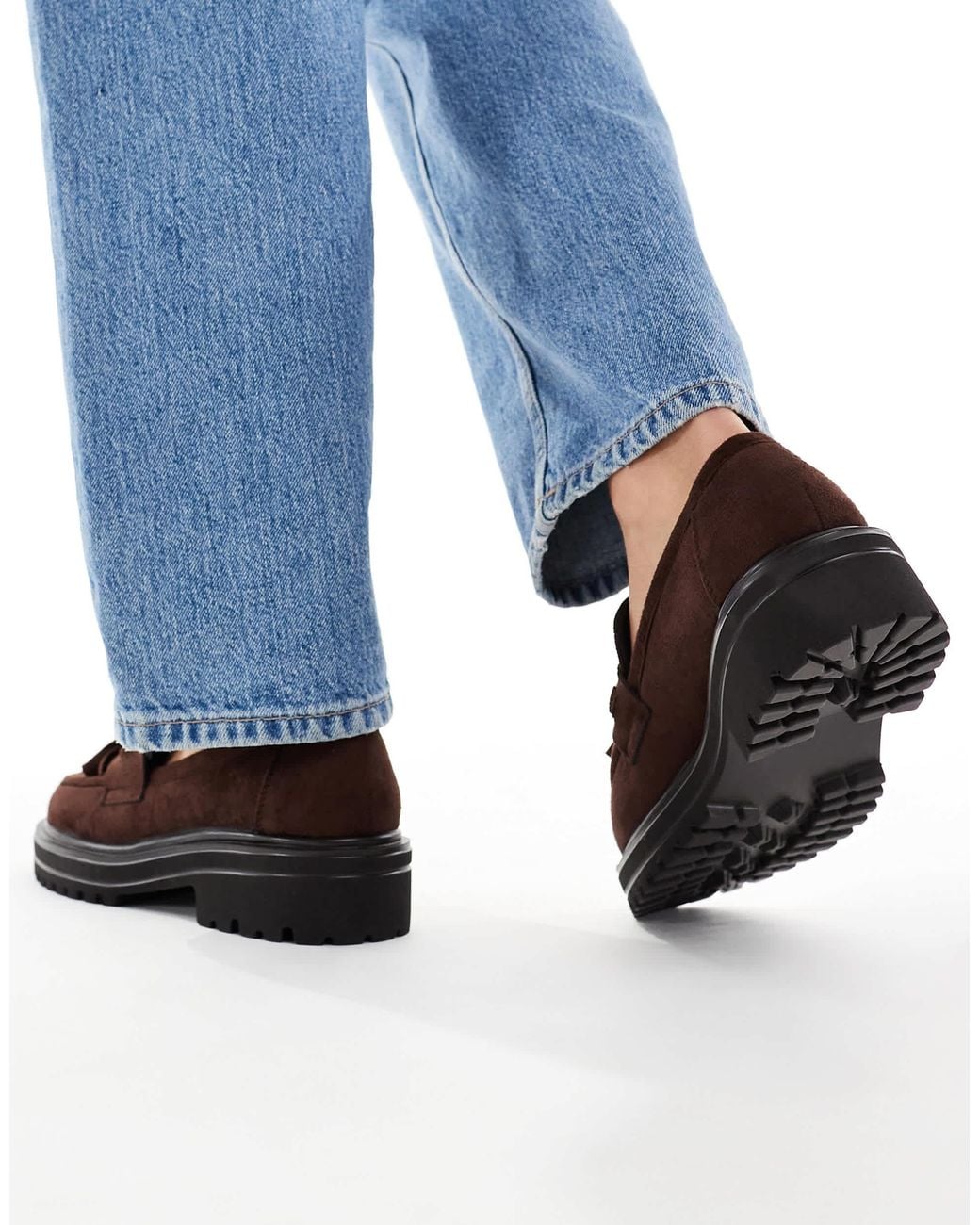 SEQWL Wide Fit Blue Jeep Chunky Tassel Loafers