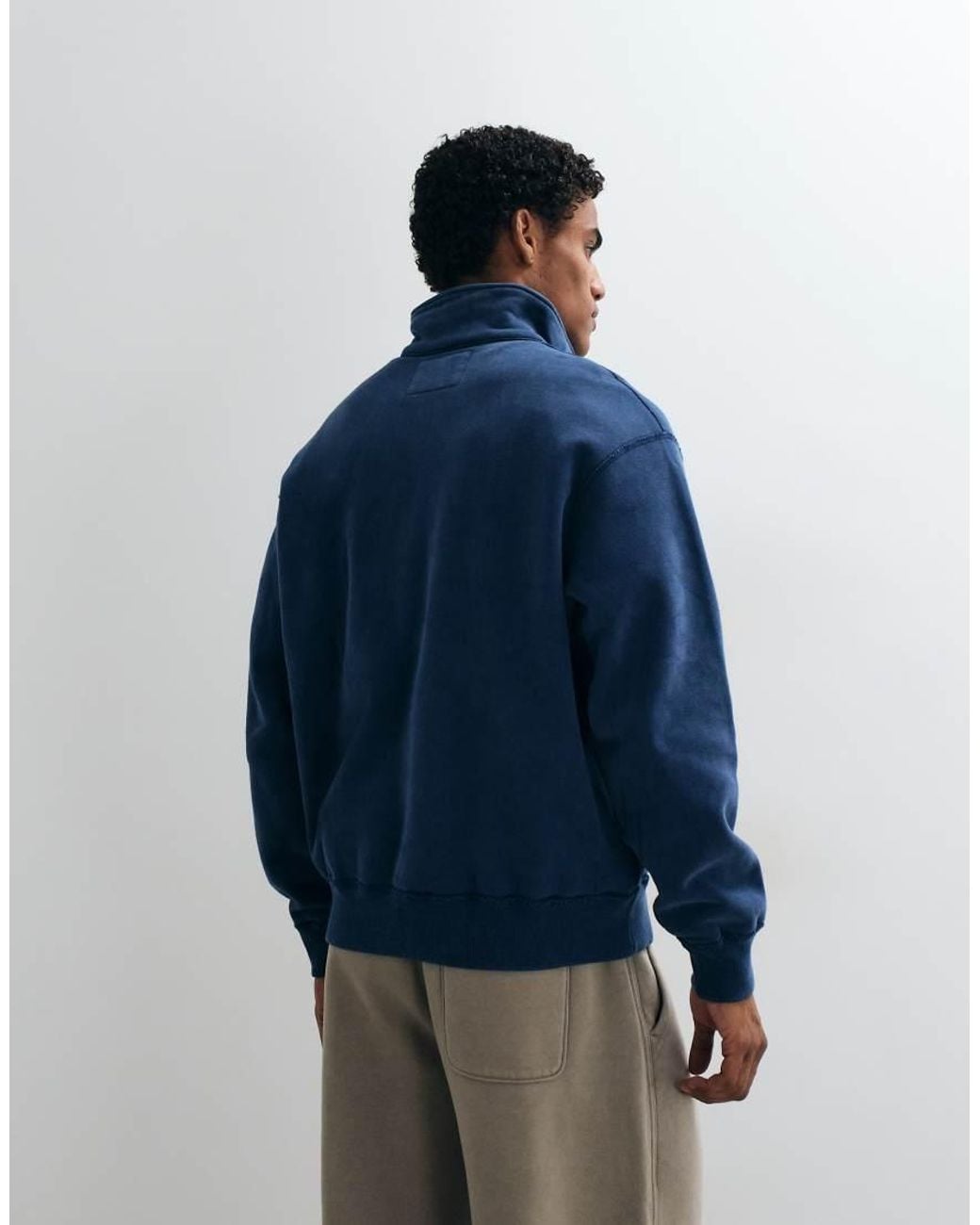 Abercrombie & Fitch Blue Heavyweight 1/4 Zip Sweatshirt for men