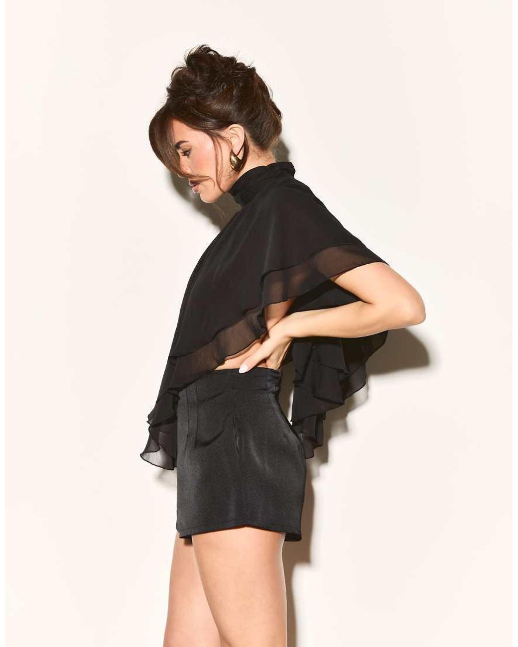 Noughts & Kisses Natural Bonded Satin High Waisted Shorts