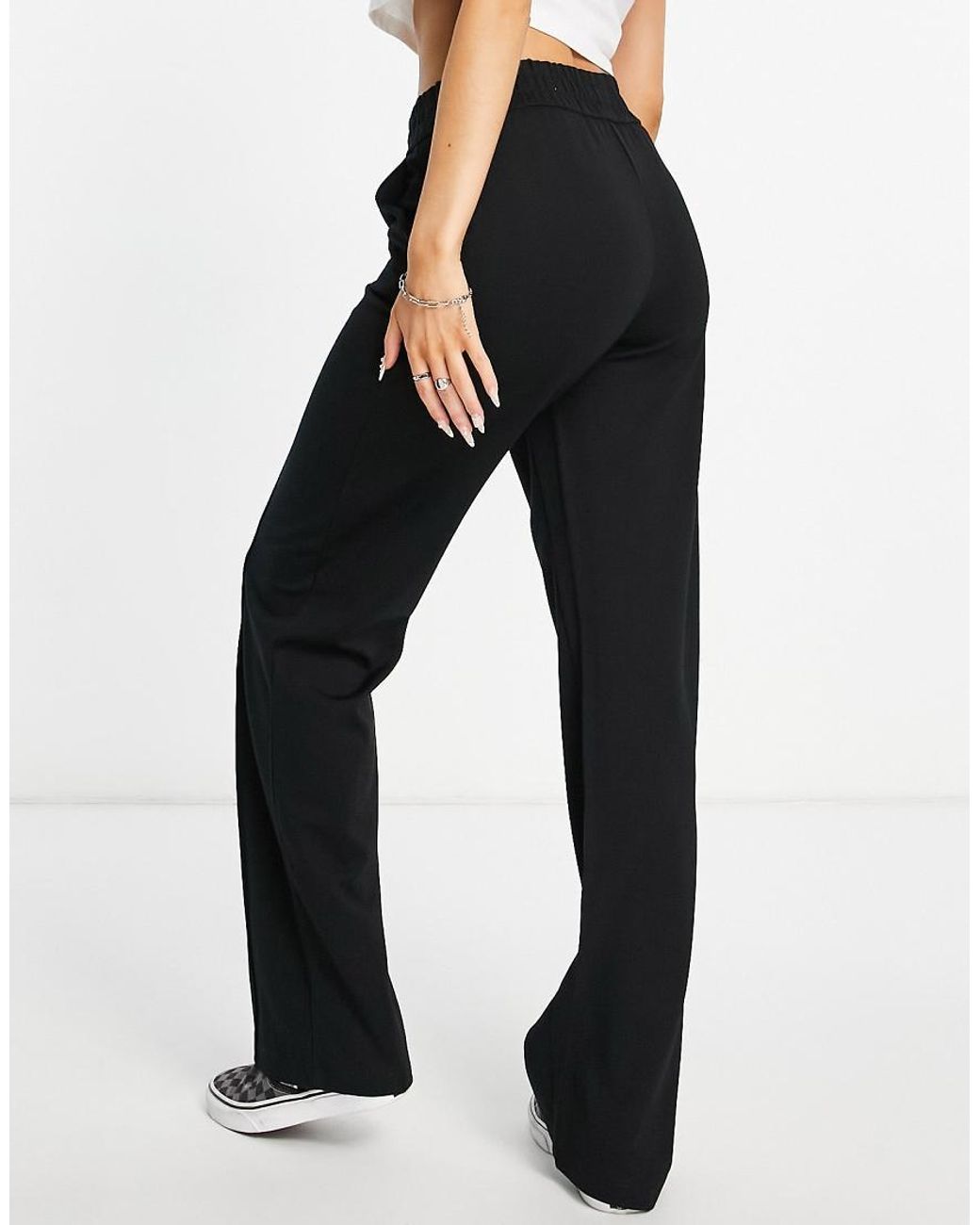 ONLY Black Elasticated Waist Wide Leg Trousers