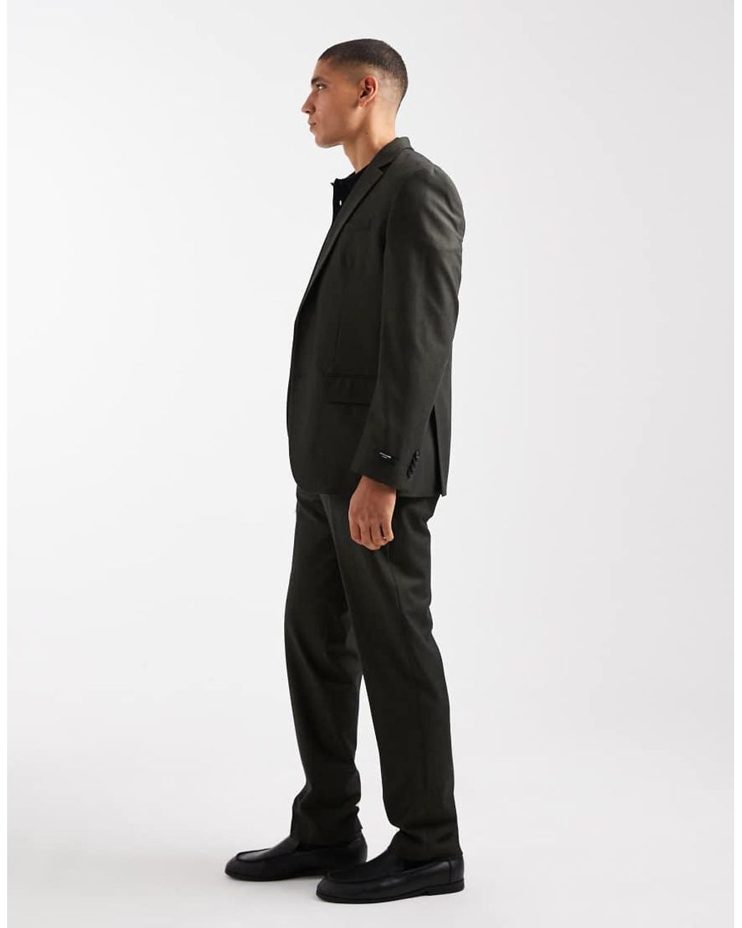 Jack & Jones Black Regular Fit Wool Blend Suit Pants for men