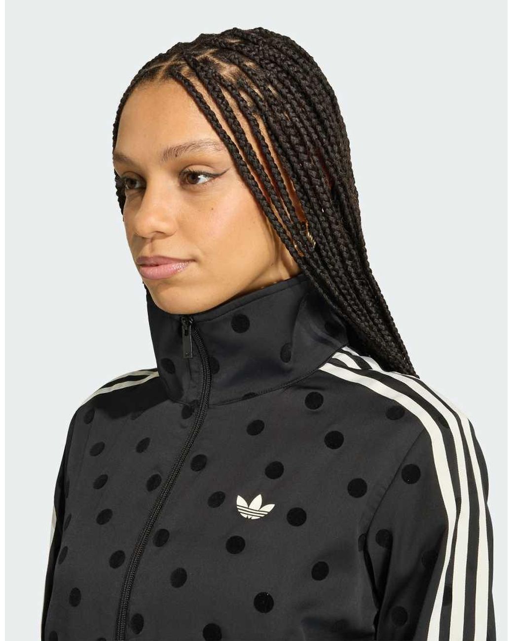 adidas Satin Polka Dots Tt Track Top in Black | Lyst UK
