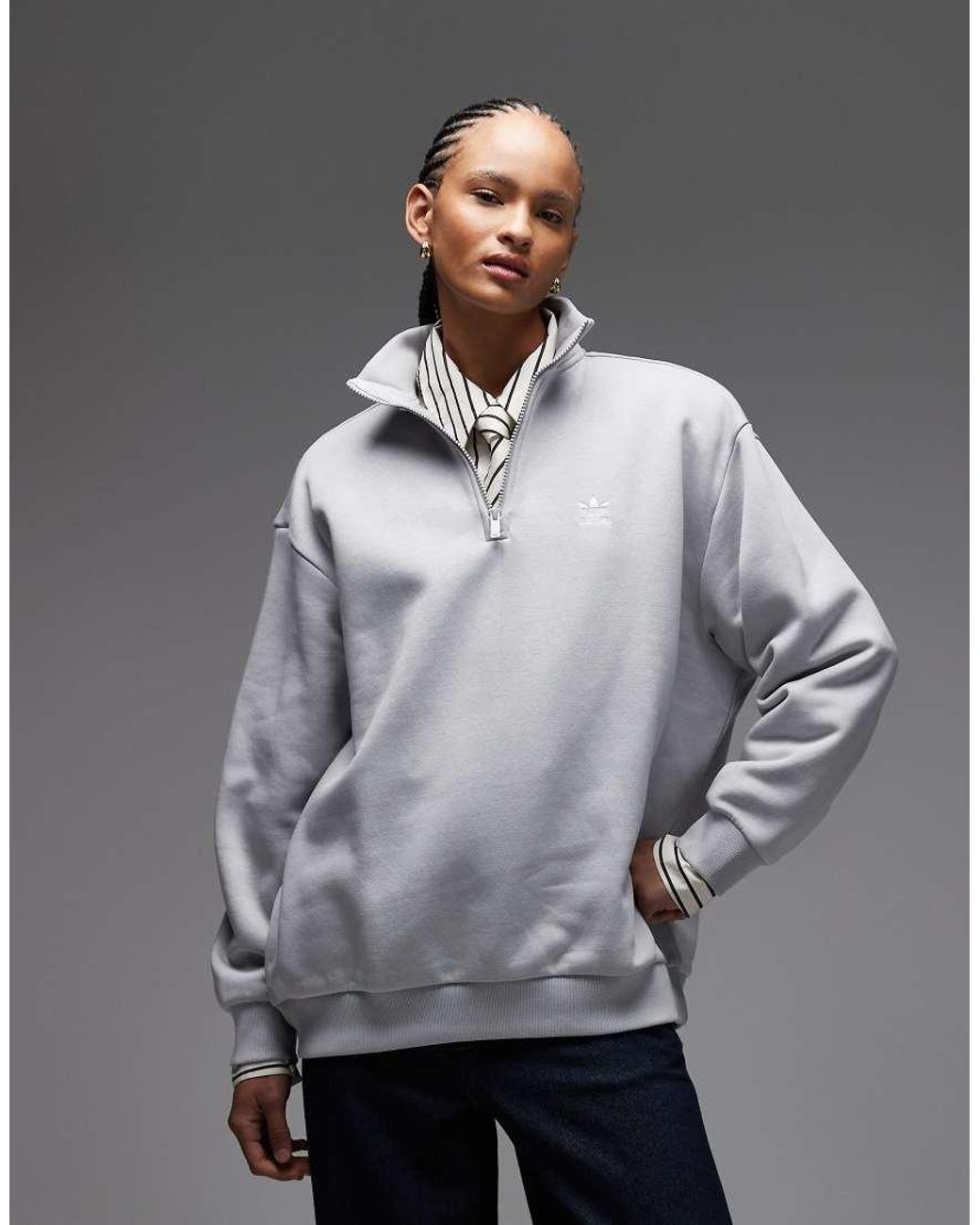 Adidas Originals Gray Essentials Half Zip Sweatshirt