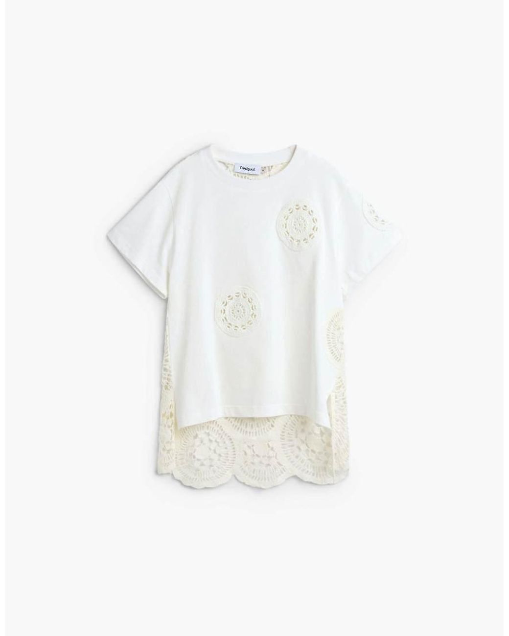 Desigual White Embroidered T-Shirt