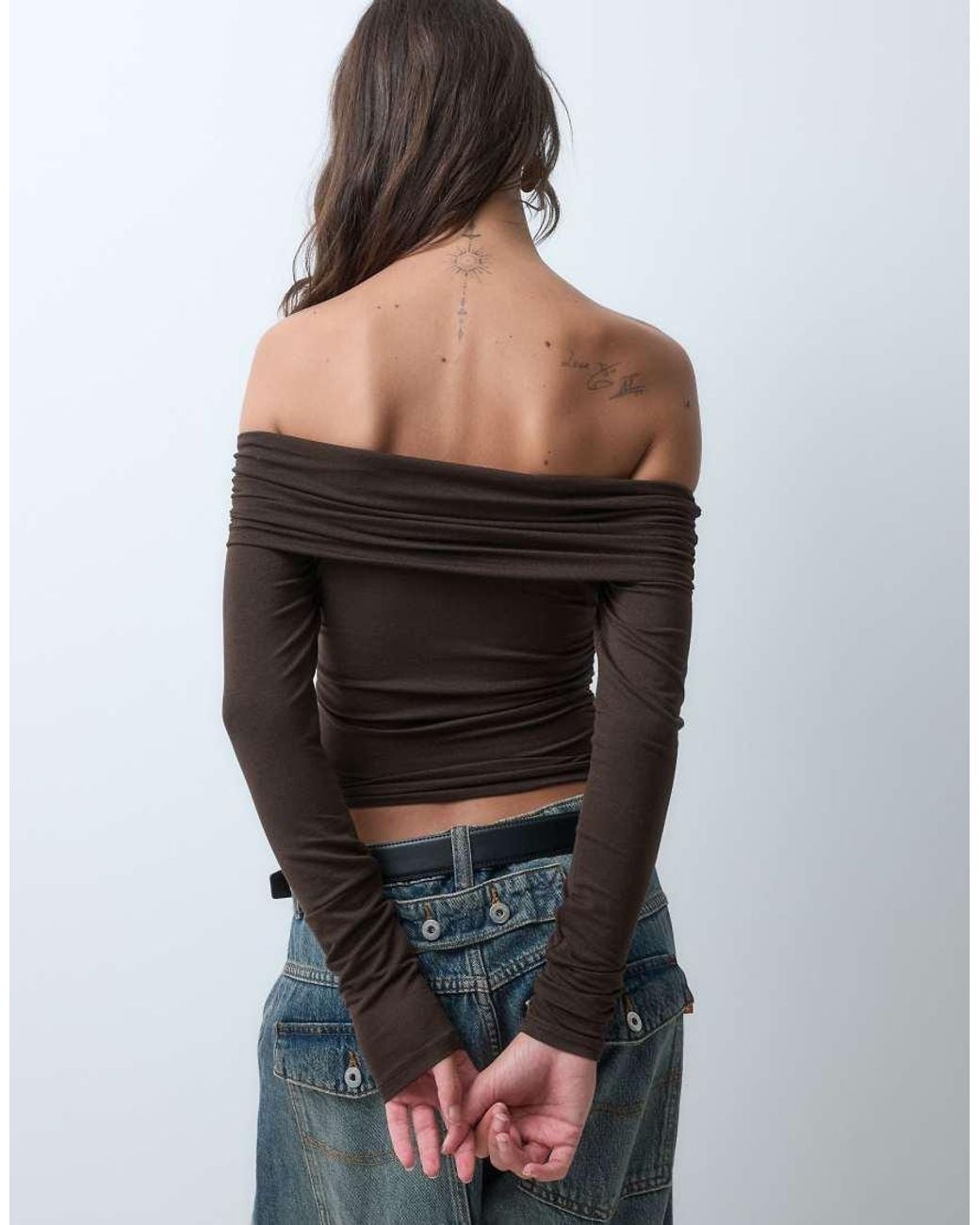 JJXX Black Long Sleeve Off Shoulder Top