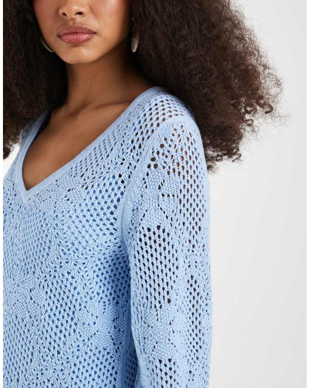 Gap Blue V-Neck Pointelle Mini Dress
