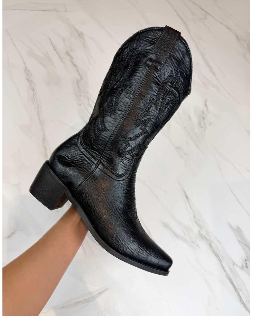 GIA STUDIOS Black Cowboy Western Boots