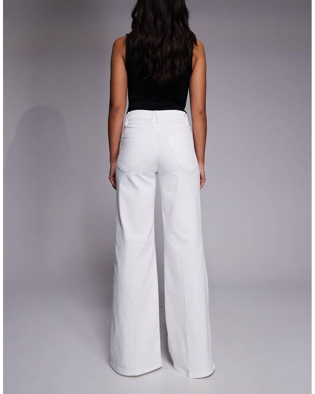 GOOD AMERICAN White Good Waist Front Pocket Detail Wide Leg Palazzo Jeans