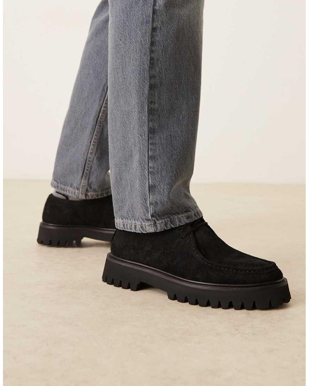 Walk London Black Hopper Apron Shoe for men