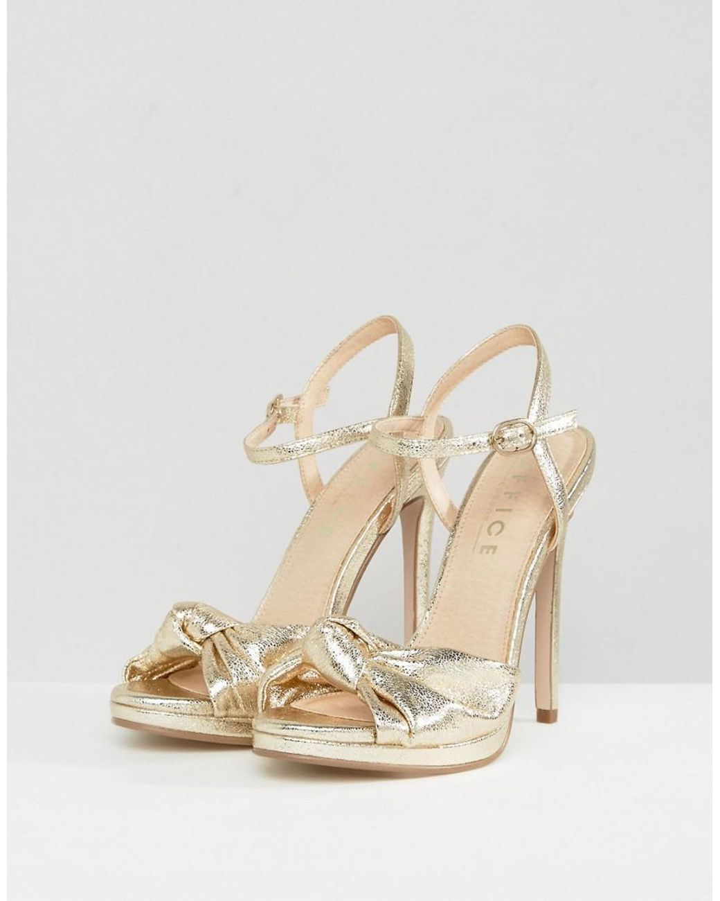 Office Hold Tight Gold Platform Sandals in Metallic | Lyst UK
