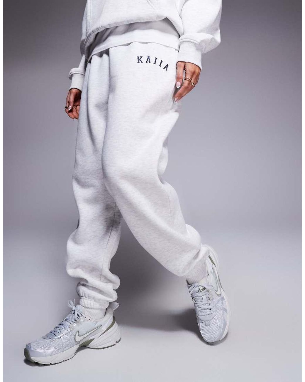 Kaiia Blue Cotton Blend Embroidered Logo Cuffed Trackies
