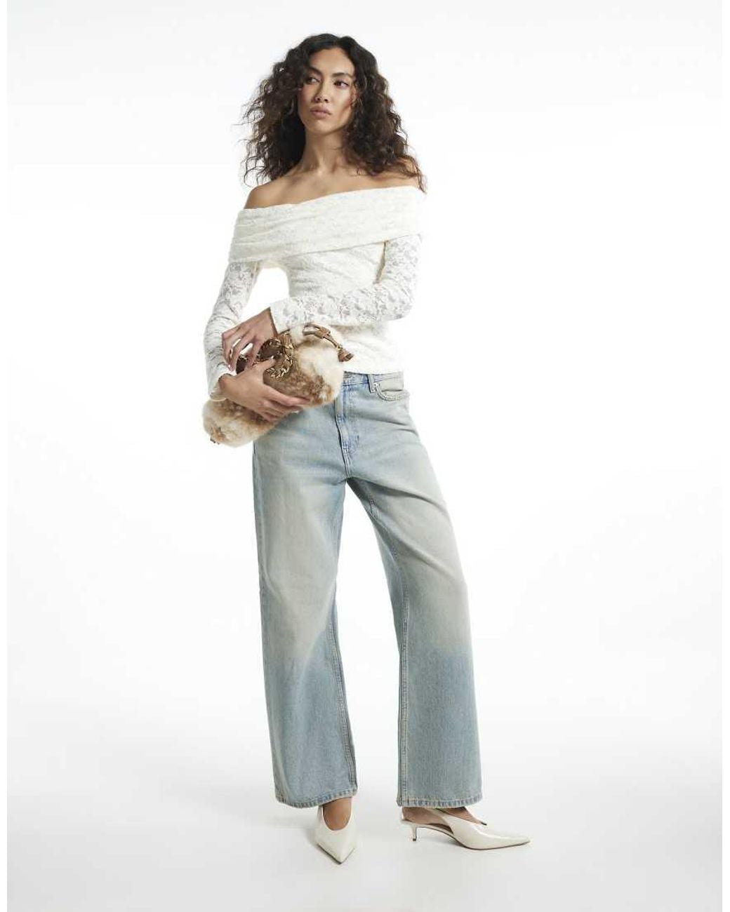 River Island Blue Lace Bardot Top