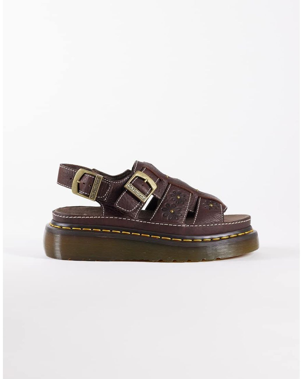 Dr. Martens Brown Wrenlie Floral Embossed Sandal