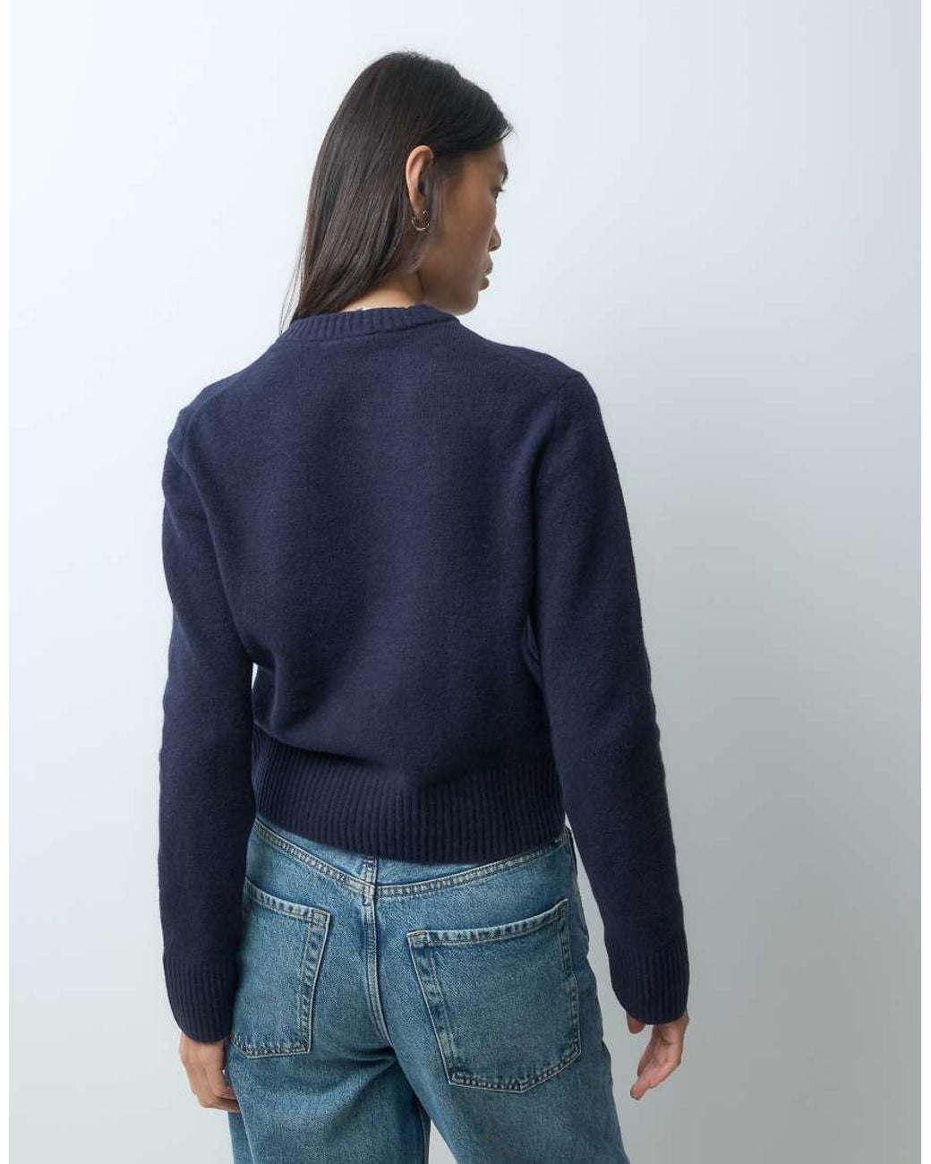 & Other Stories Blue V-neck Knitted Jumper With Wool