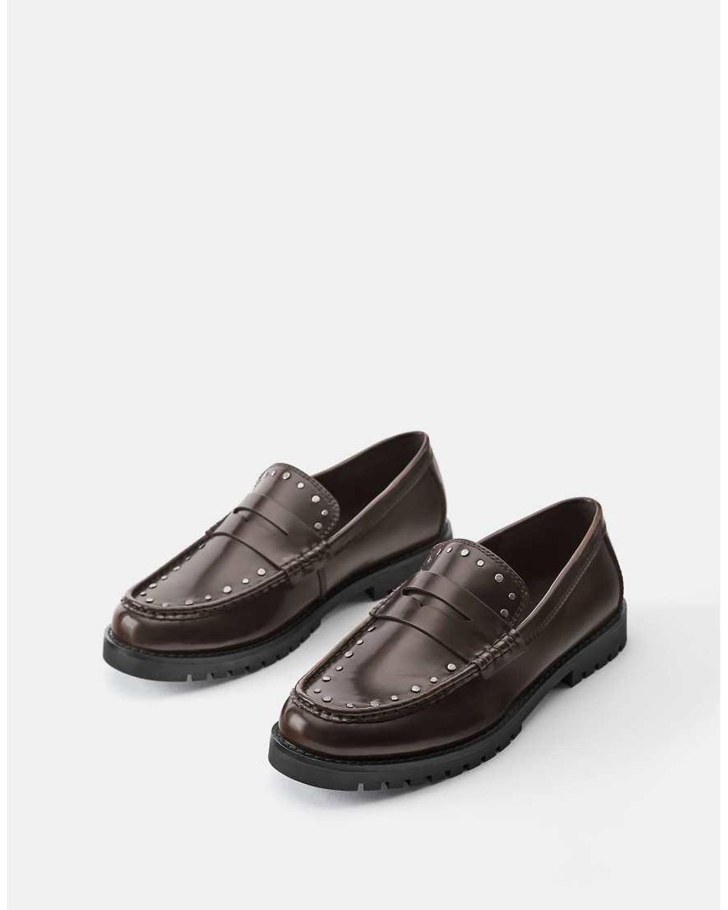 Pull&Bear White Studded Loafers for men