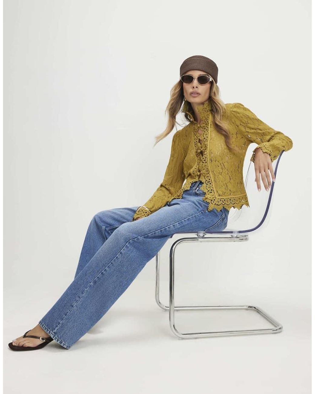 River Island Blue Relaxed Straight Leg Jeans