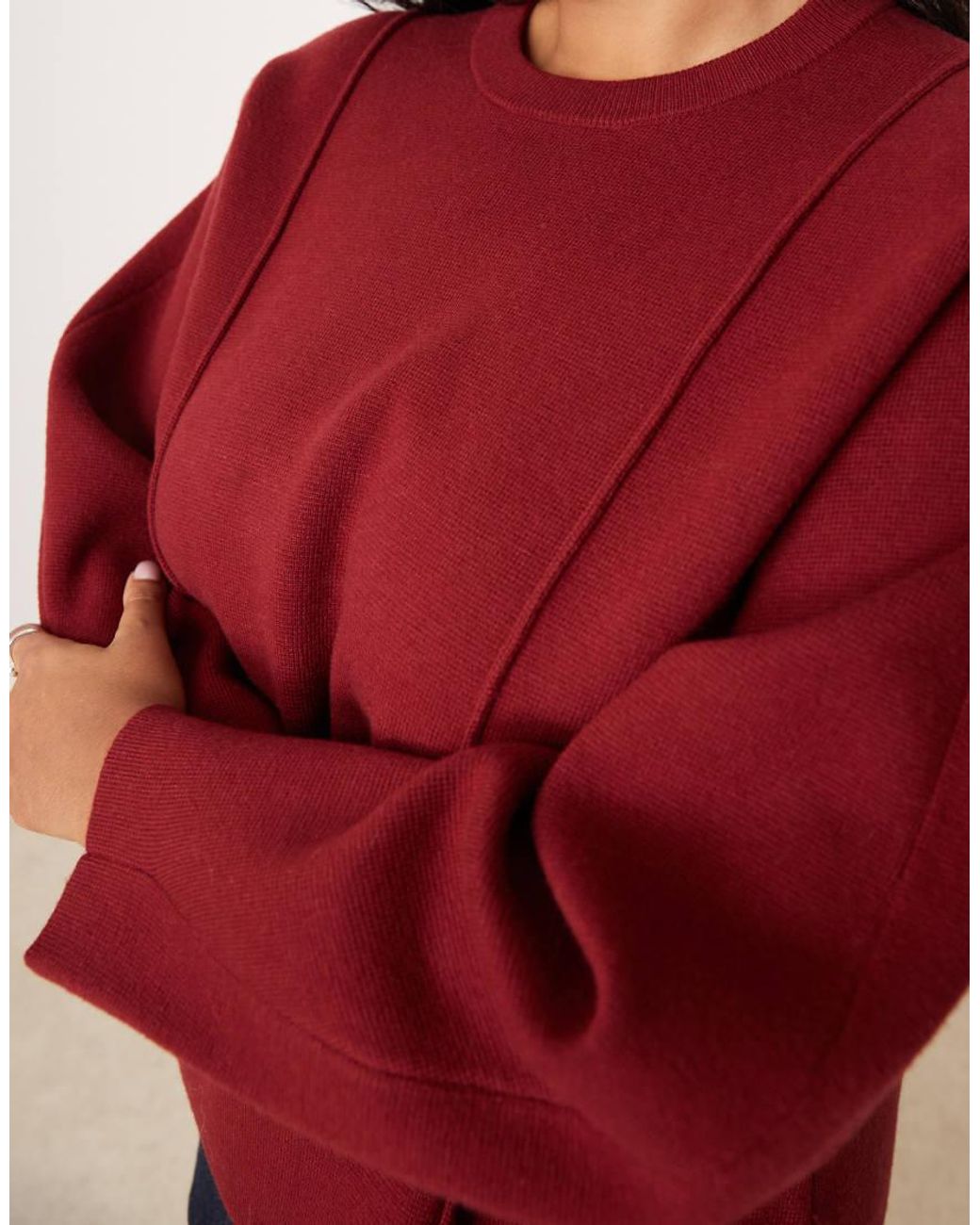 ASOS Asos Design Curve Structured Waisted Jumper With Shoulder Pads