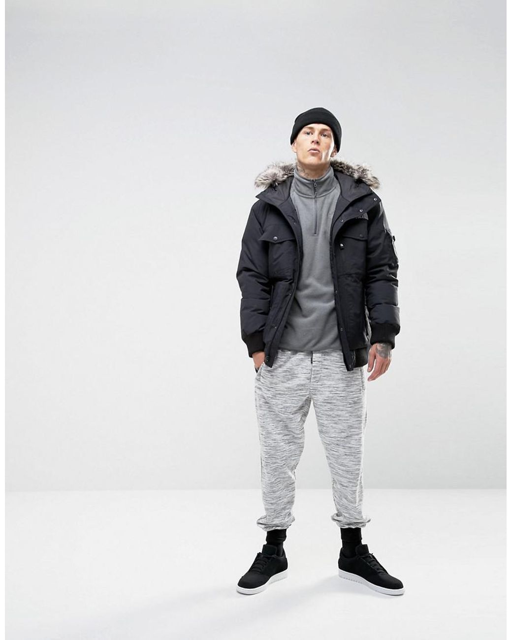 The North Face Synthetic Gotham Bomber Jacket With Detachable Faux Fur Hood  In Black for Men | Lyst